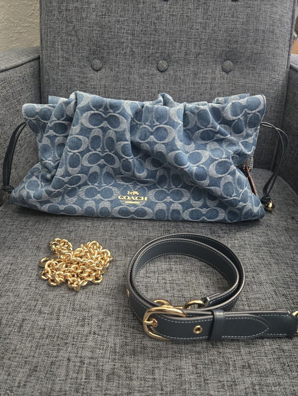 Coach Faye Large Shoulder Bag In Signature Denim